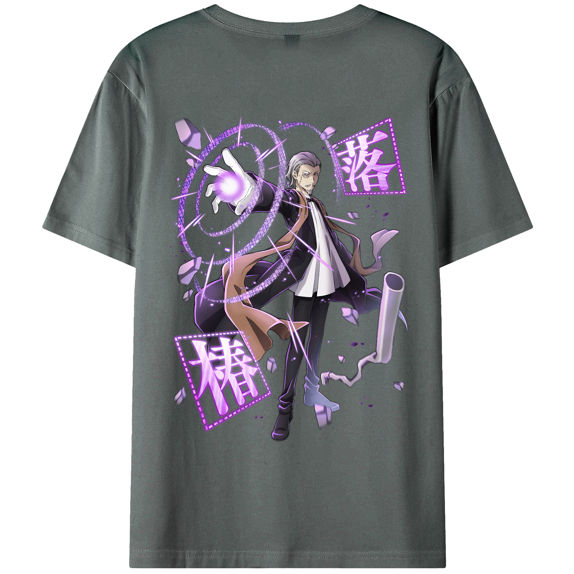 （画像用） 文豪ストレイドッグス Bungo Stray Dogs 綿100％ メンズ半袖Tシャツ（バックプリント） 通気性